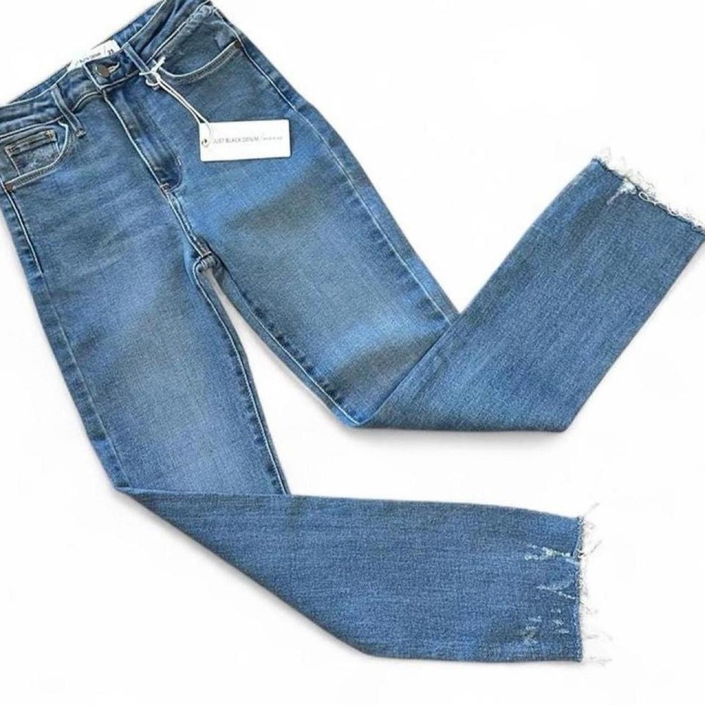 NWT White Label JUST BLACK DENIM Hi-Rise Slim Straight Cropped Jeans Size 24